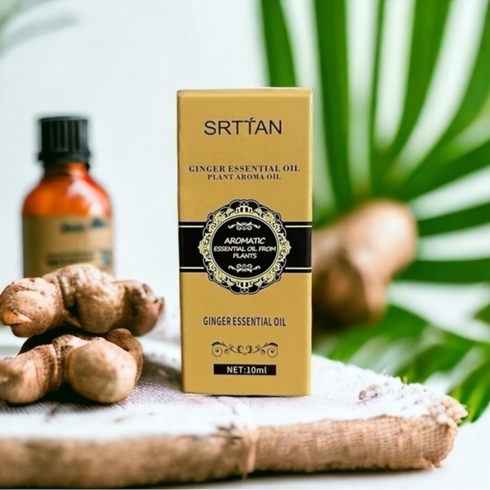SRTTAN Ginger Essential Oil 10ml Plant Aroma Oil Belly Drainage Slimming Tummy
